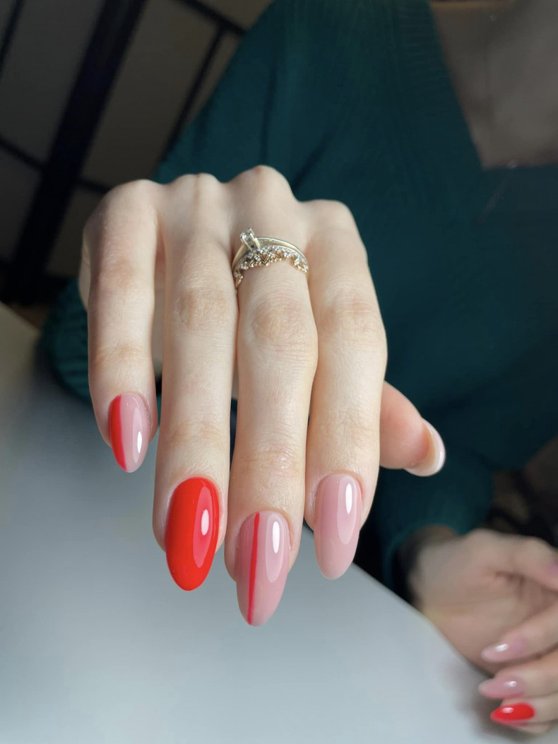 Red almond beige, photo - Manicurist Masha Alexandrova