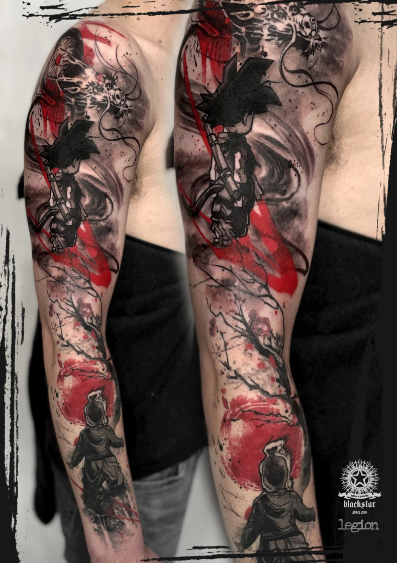 Männer Anime-Serie Ärmel, photo - Tattoo-Studio Blackstar