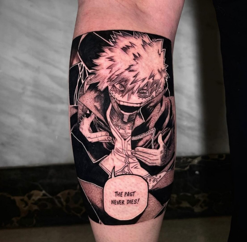 Men anime calf, photo - Tattoo Studio Fleur Noire