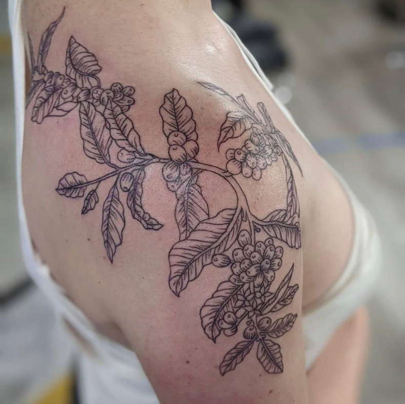 Women shoulder berry, photo - Tattoo Studio Village Tattoo