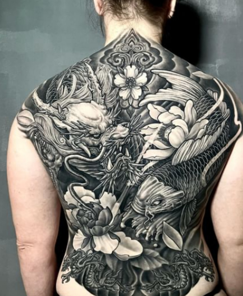 Men big dragon, photo - Tattoo Master Igor