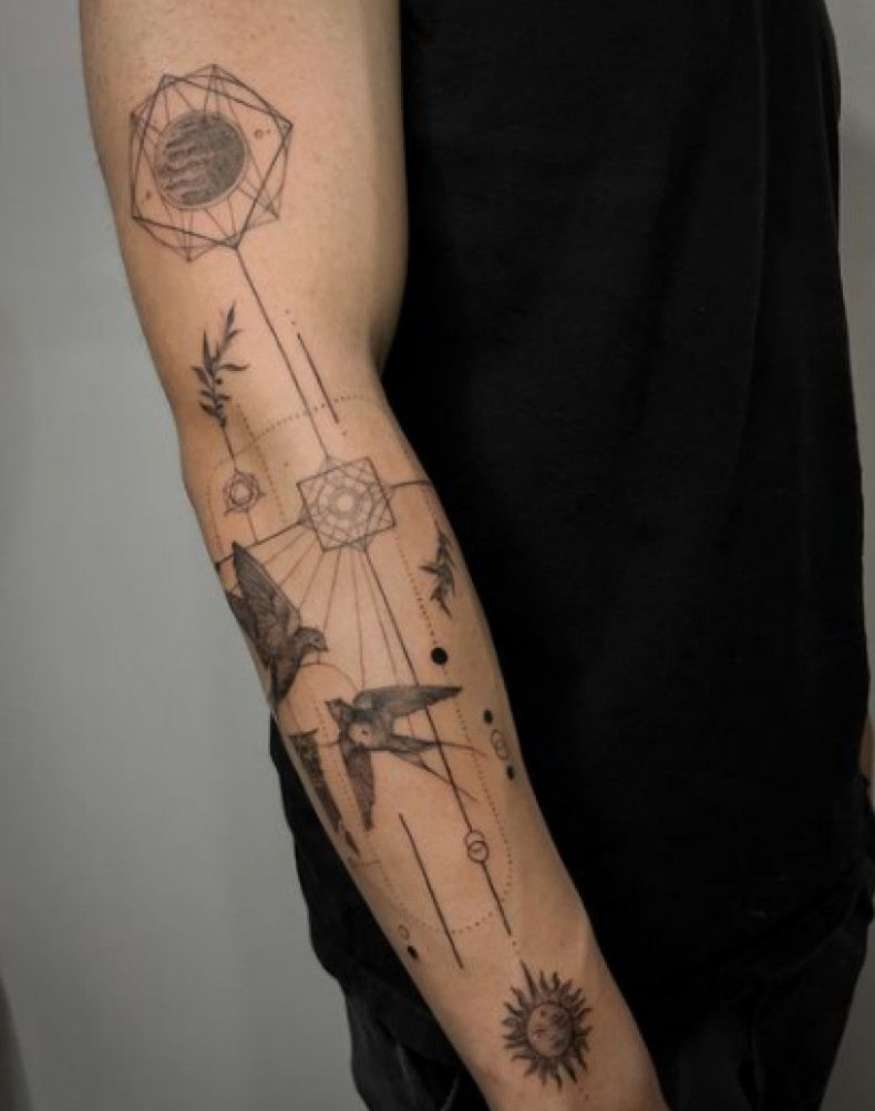 Men arm geometric, photo - Tattoo Master Temir