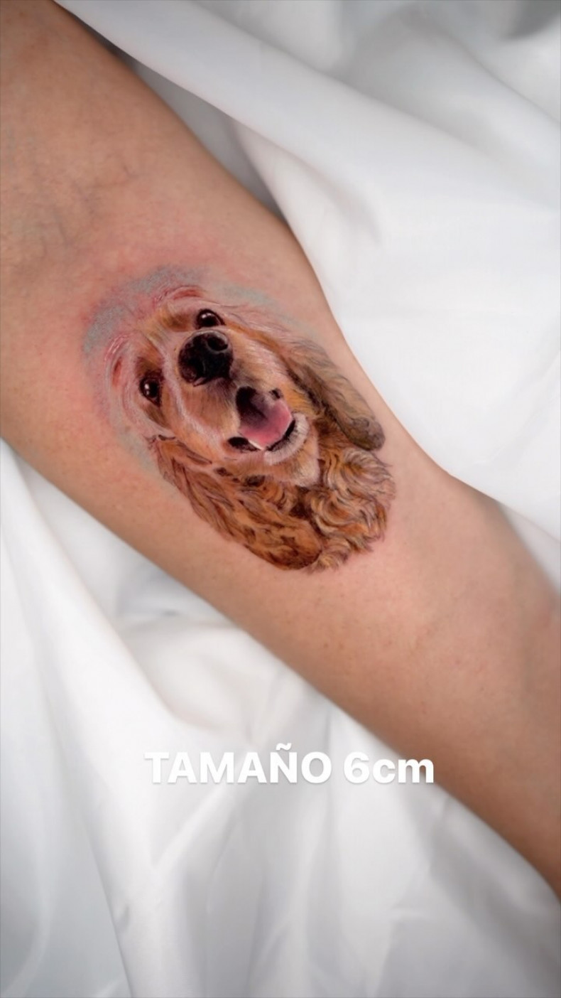 Arm dog colorful, photo - Tattoo Master Maria Mendoza