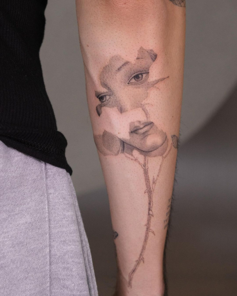 Women arm woman face, photo - Tattoo Master Eva Karabudak