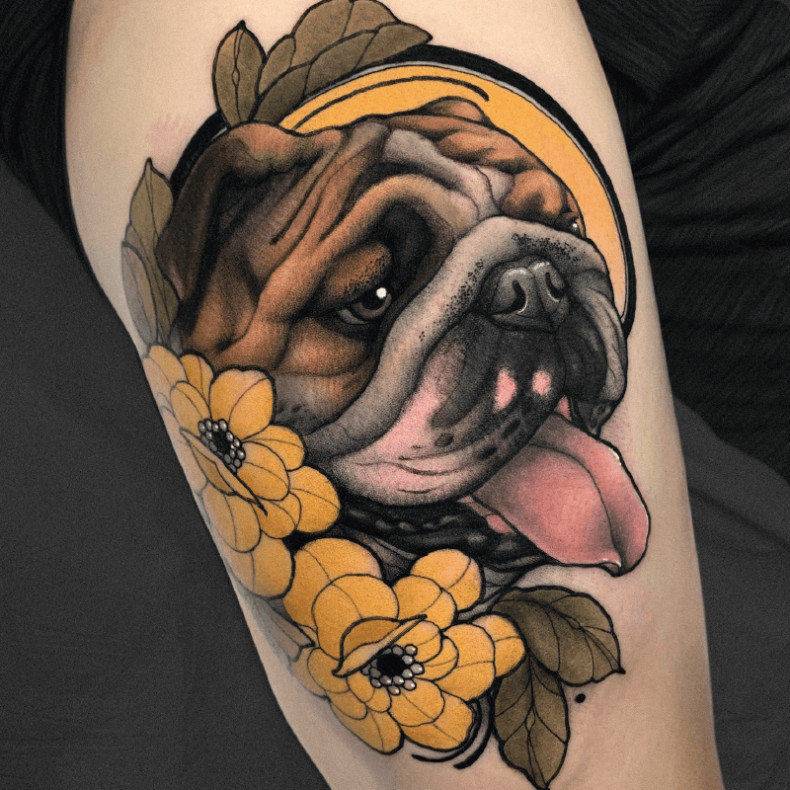 Leg dog colorful, photo - Tattoo Master Krish Trece