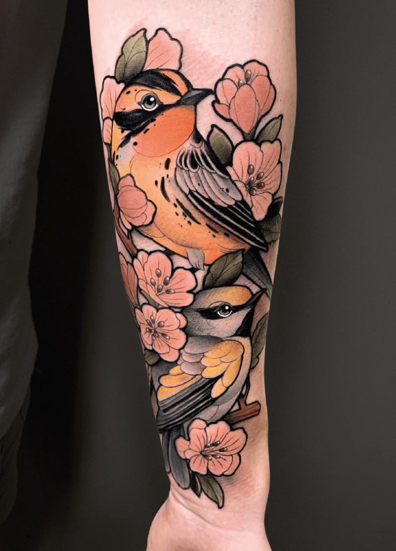 Arm bird colorful, photo - Tattoo Master Krish Trece