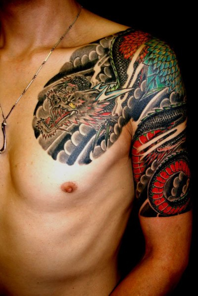 Men dragon chest, photo - Tattoo Master Mehai Bakaty