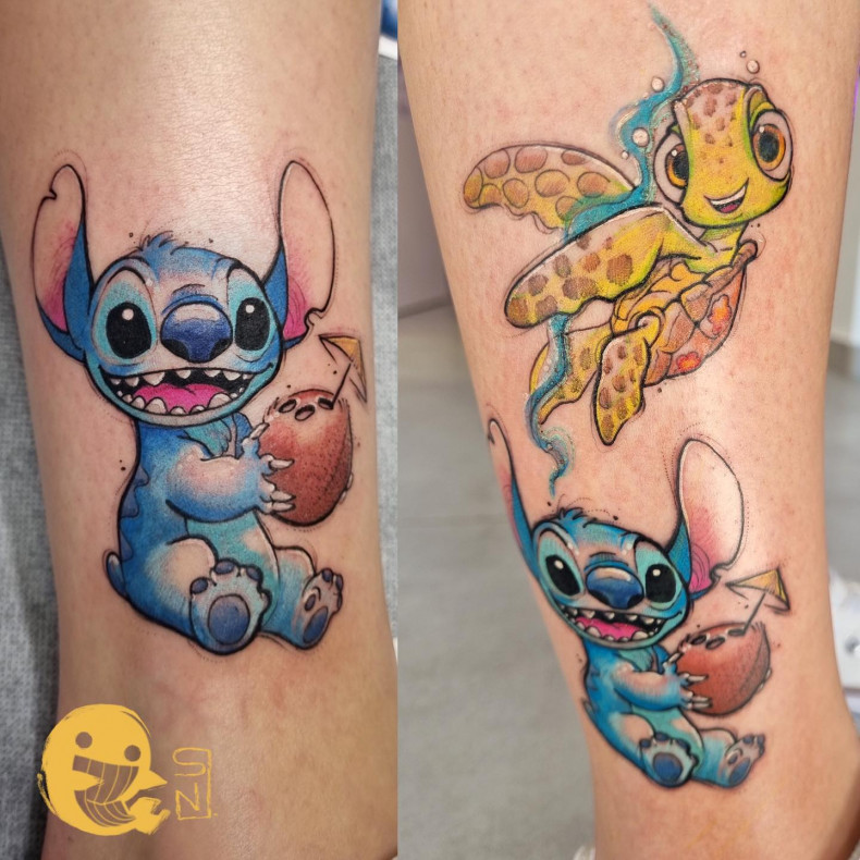 Cartoon Stich bunt, photo - Tattoo-Meister Samantha Niemczyk