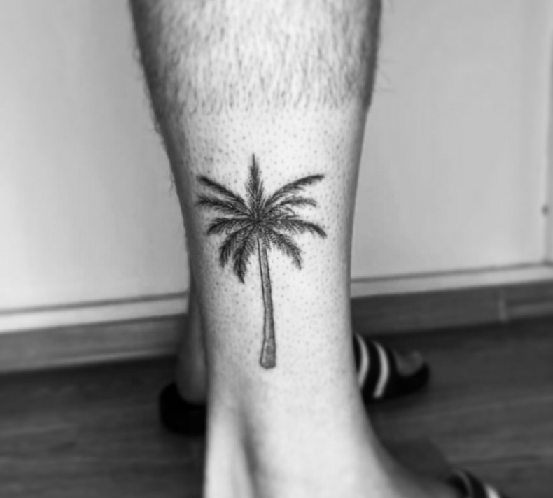 Men leg palm tree, photo - Tattoo Master Екатерина Михайловская