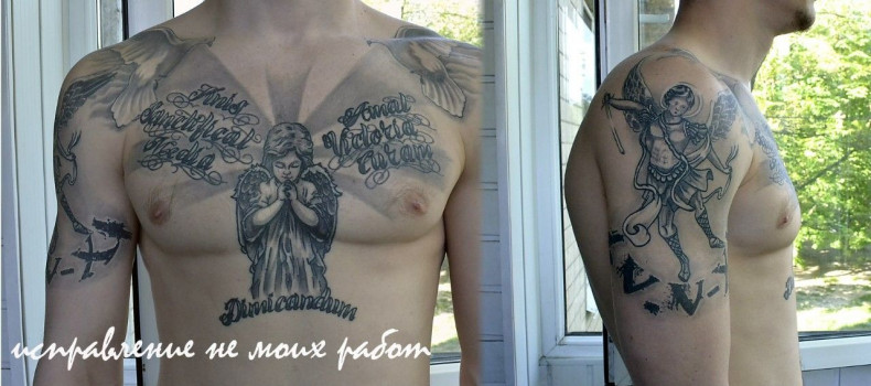 Męski anioł rytownictwo, photo - Tatuażysta Barb Tattoo