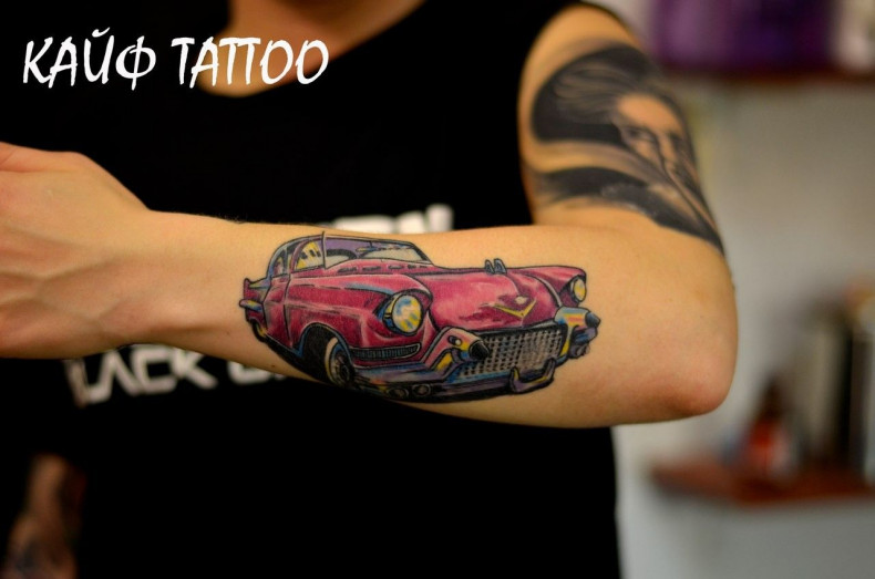 Men car forearm, photo - Tattoo Master Barb Tattoo