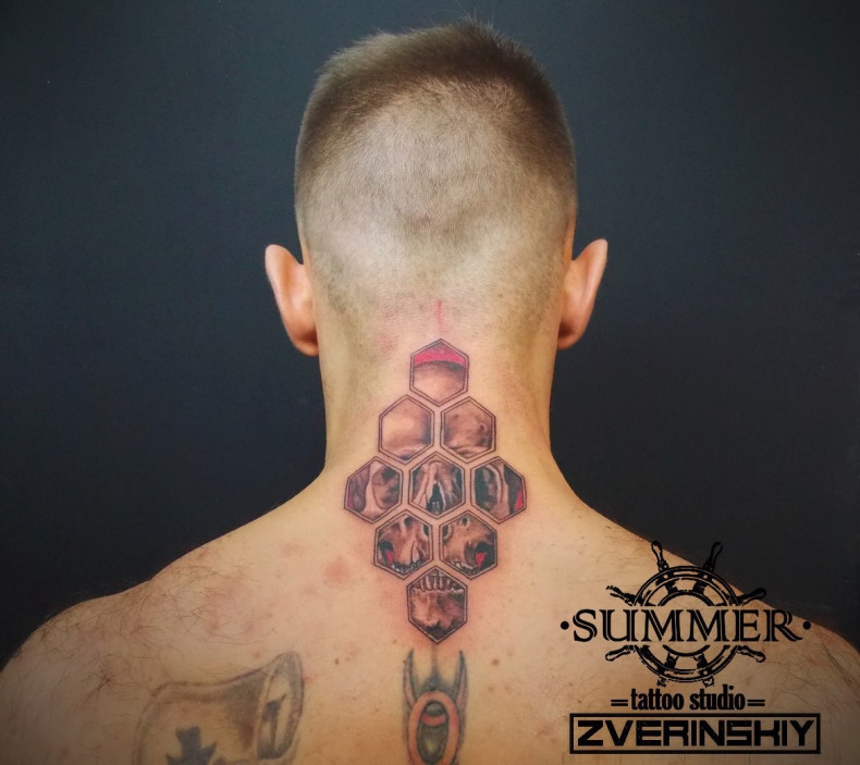 Men back neck, photo - Tattoo Master Barb Tattoo