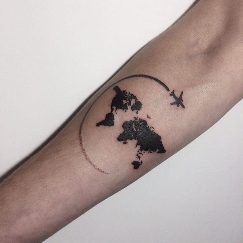 Men blackwork map, photo - Tattoo Master Barb Tattoo