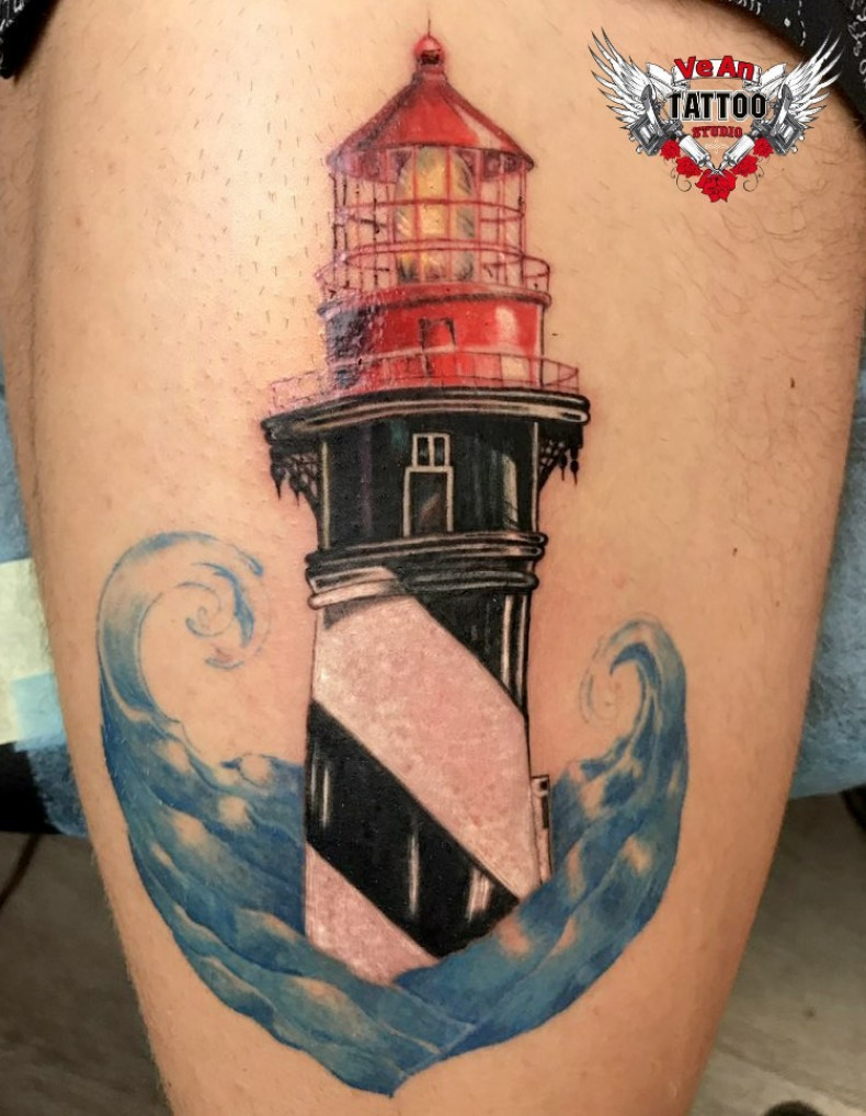 Men watercolor tower, photo - Tattoo Master Barb Tattoo