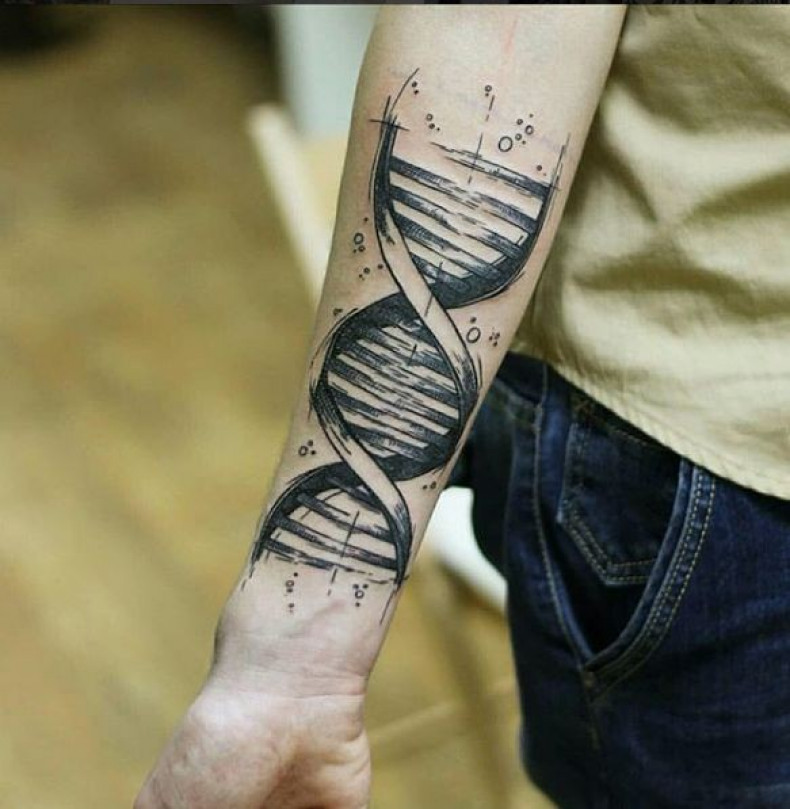 Men dna forearm, photo - Tattoo Master Barb Tattoo