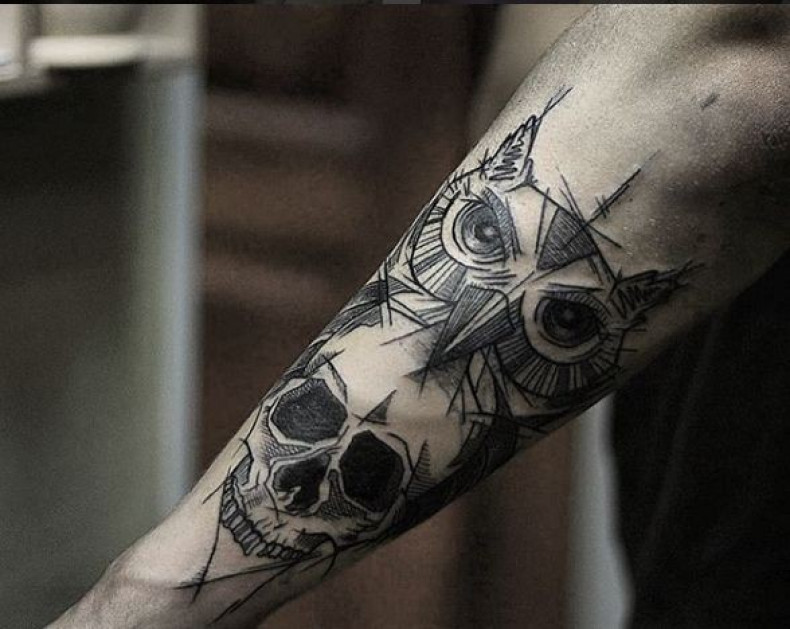 Męski na przedramieniu naszkicować, photo - Tatuażysta Barb Tattoo