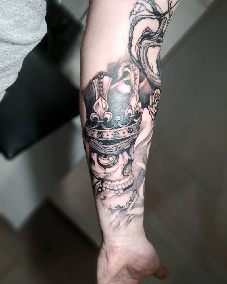 Мужские на руке гравюра, photo - Тату мастер Barb Tattoo