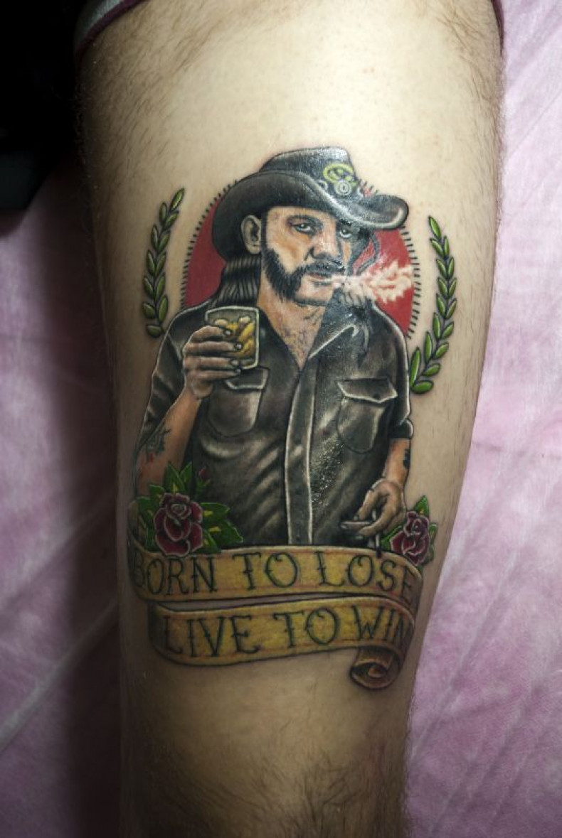 Męski kowboj na nodze, photo - Tatuażysta Barb Tattoo