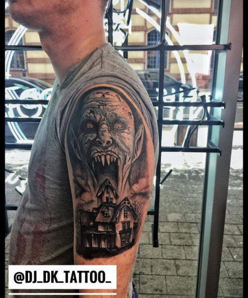 Męski czarny szary bałwan, photo - Tatuażysta Barb Tattoo