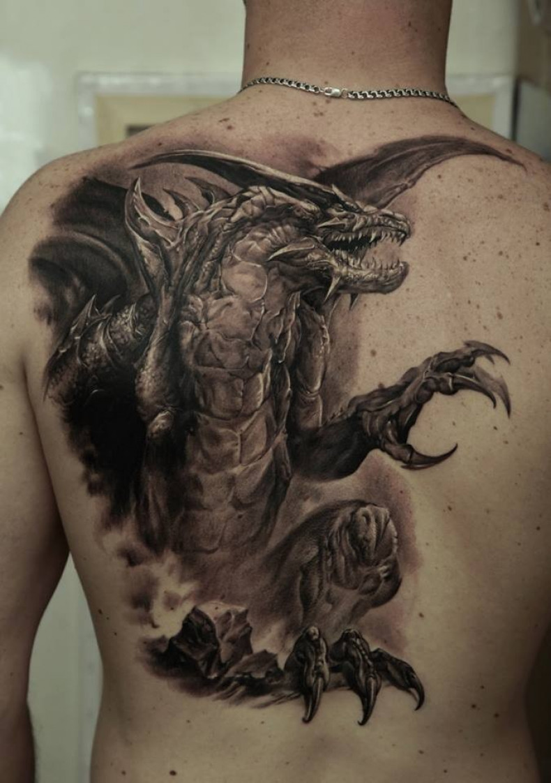 Męski czarny szary duży, photo - Tatuażysta Barb Tattoo