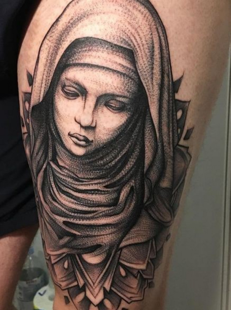 Męski whip shading zakonnica, photo - Tatuażysta Barb Tattoo