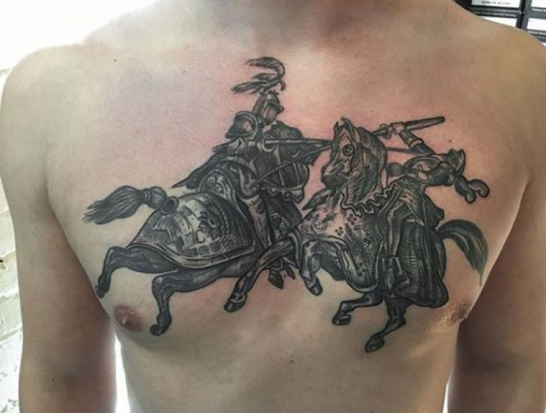 Męski wojownik rytownictwo, photo - Tatuażysta Barb Tattoo