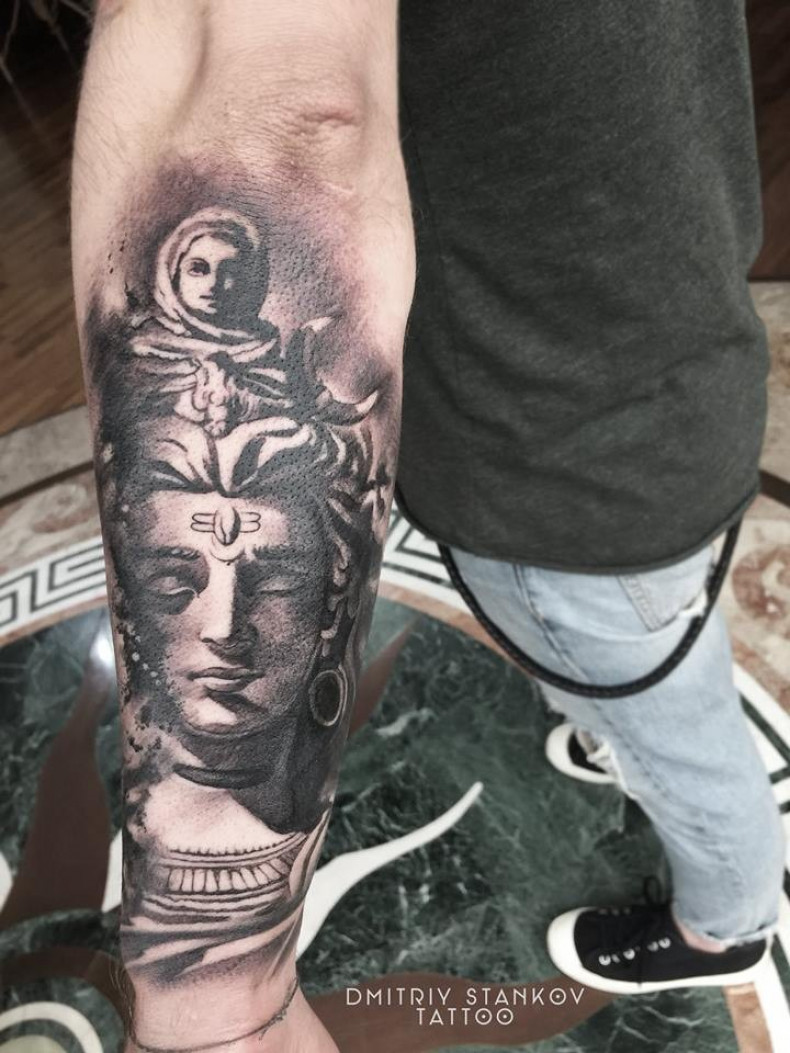 Męski czarny szary Budda, photo - Tatuażysta Barb Tattoo