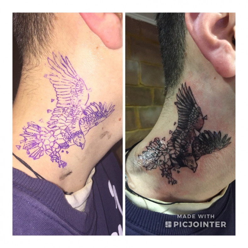 Men whip shading neck, photo - Tattoo Master Barb Tattoo