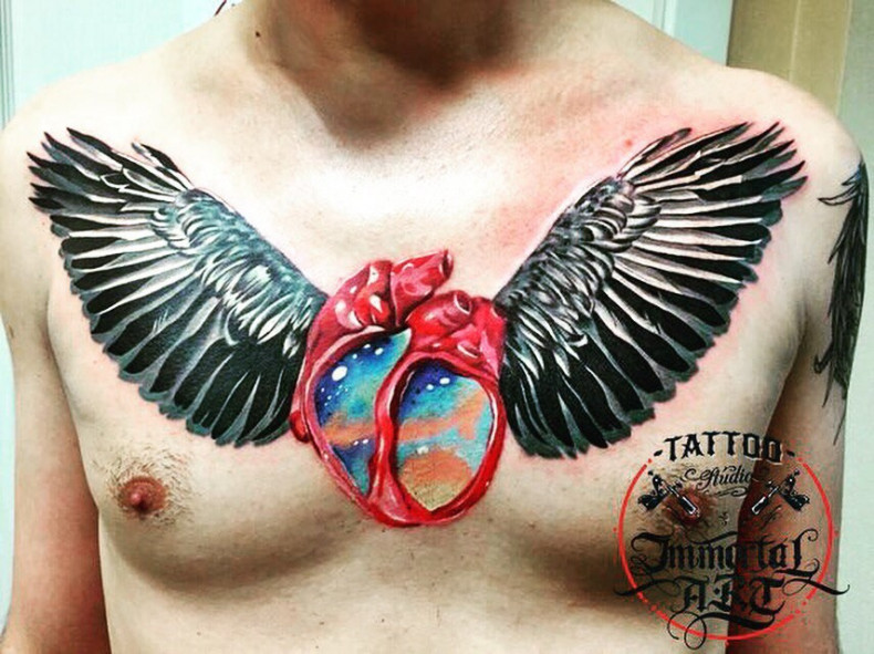 Men watercolor wings, photo - Tattoo Master Barb Tattoo