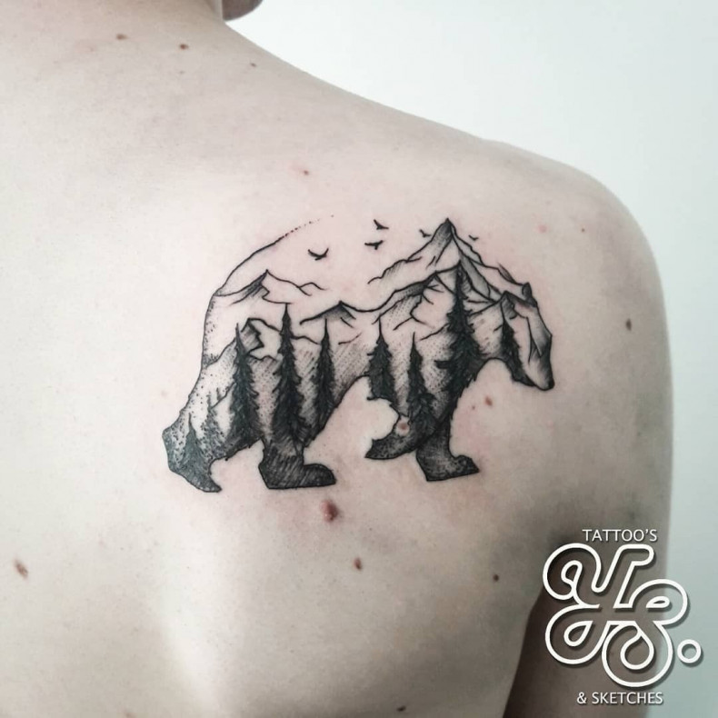 Мужские випшейдинг горы, photo - Тату мастер Barb Tattoo