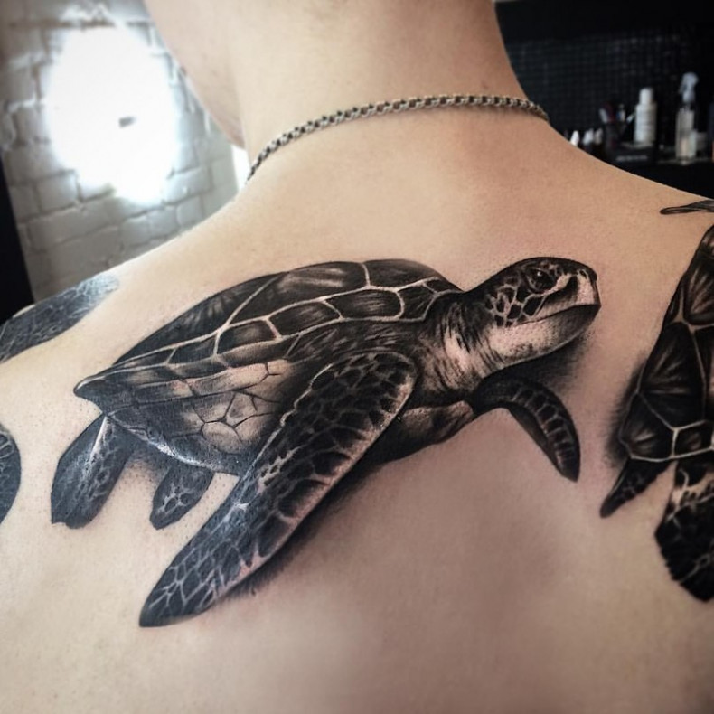 Męski na plecach realistyczny, photo - Tatuażysta Barb Tattoo