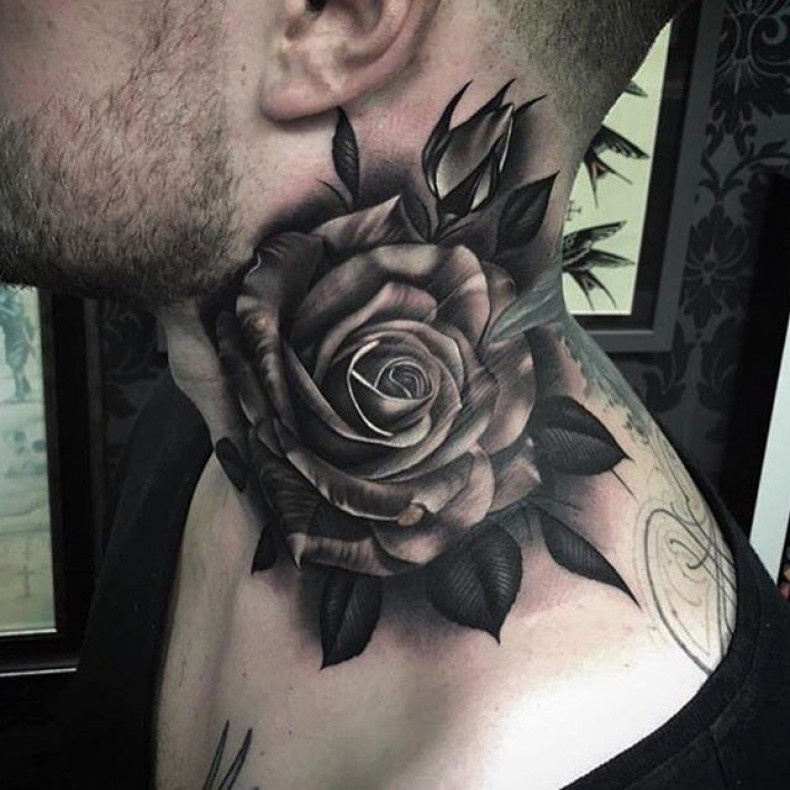 Męski whip shading na szyi, photo - Tatuażysta Barb Tattoo