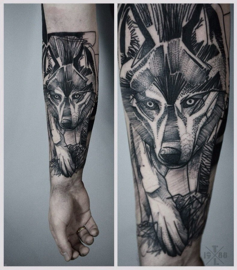 Männer wolf Arm, photo - Tattoo-Meister Barb Tattoo