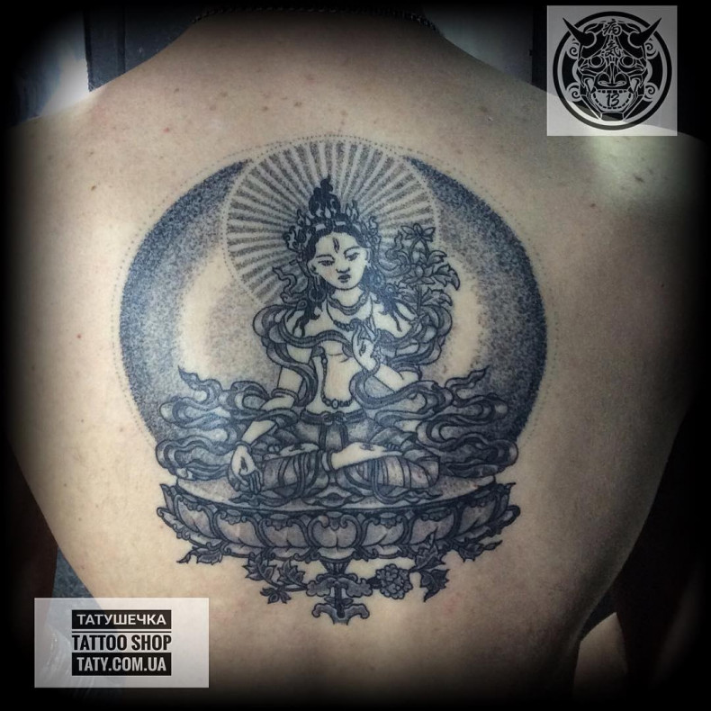 Men Buddha whip shading, photo - Tattoo Master Barb Tattoo