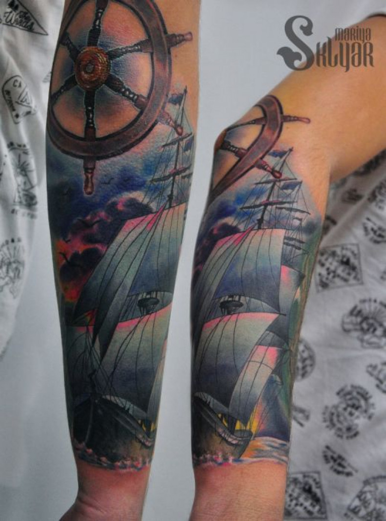 Men arm ship, photo - Tattoo Master Barb Tattoo