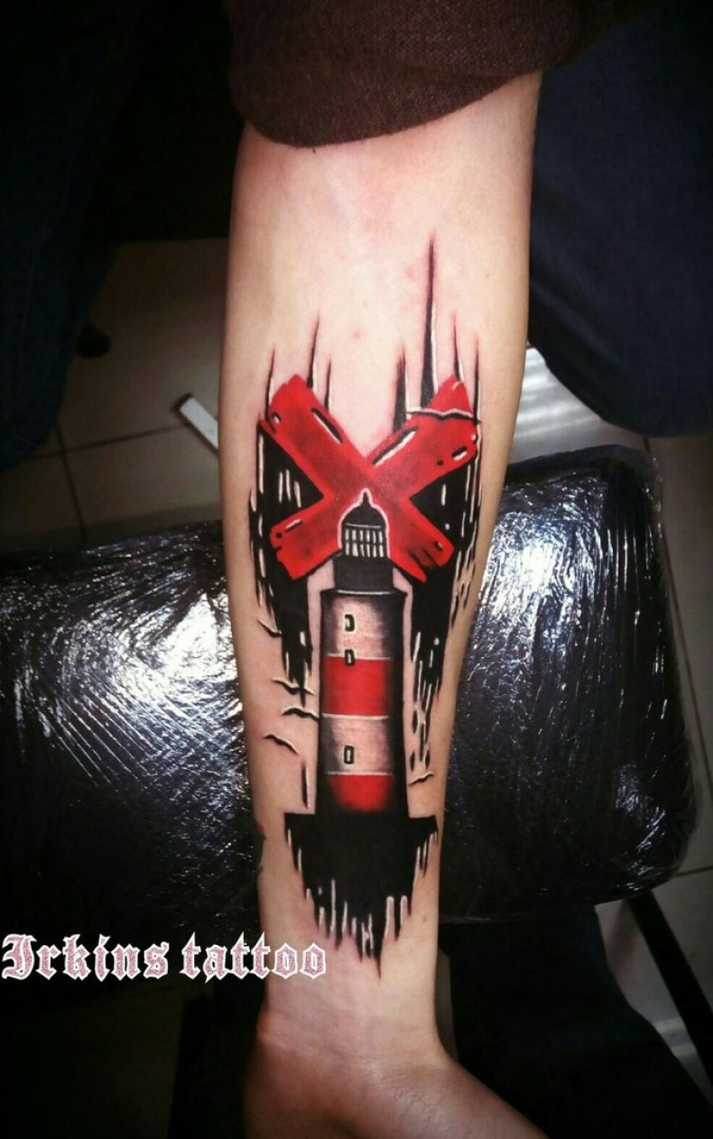 Men tower lighthouse, photo - Tattoo Master Barb Tattoo