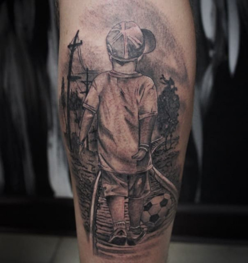 Męski czarny szary dziecko, photo - Tatuażysta Barb Tattoo