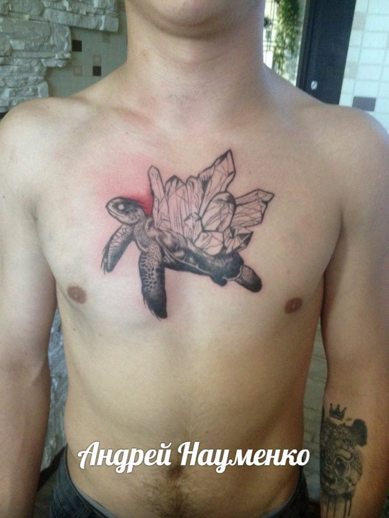 Men whip shading chest, photo - Tattoo Master Barb Tattoo