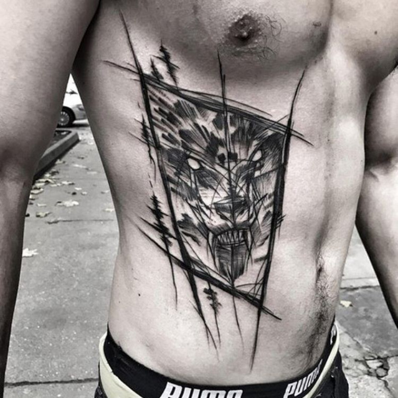 Мужские на ребрах скетч, photo - Тату мастер Barb Tattoo