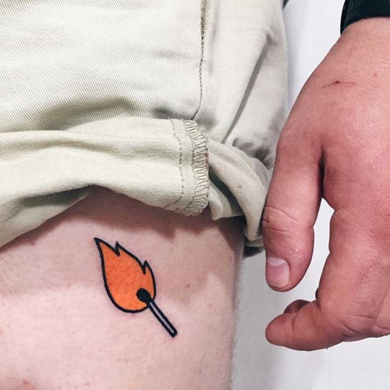 Męski na nodze new school, photo - Tatuażysta Barb Tattoo