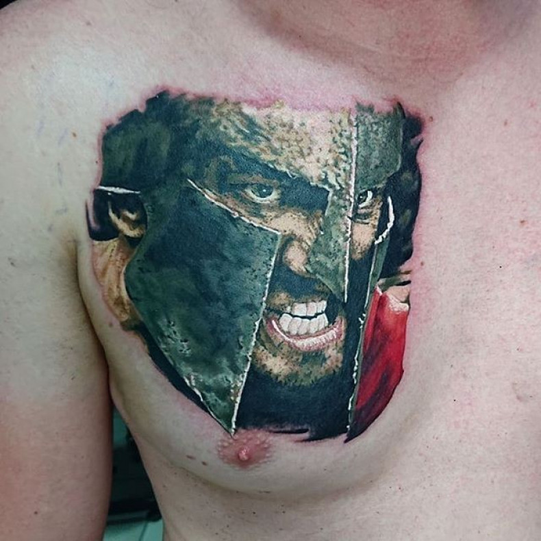 Męski wojownik klatka piersiowa, photo - Tatuażysta Barb Tattoo