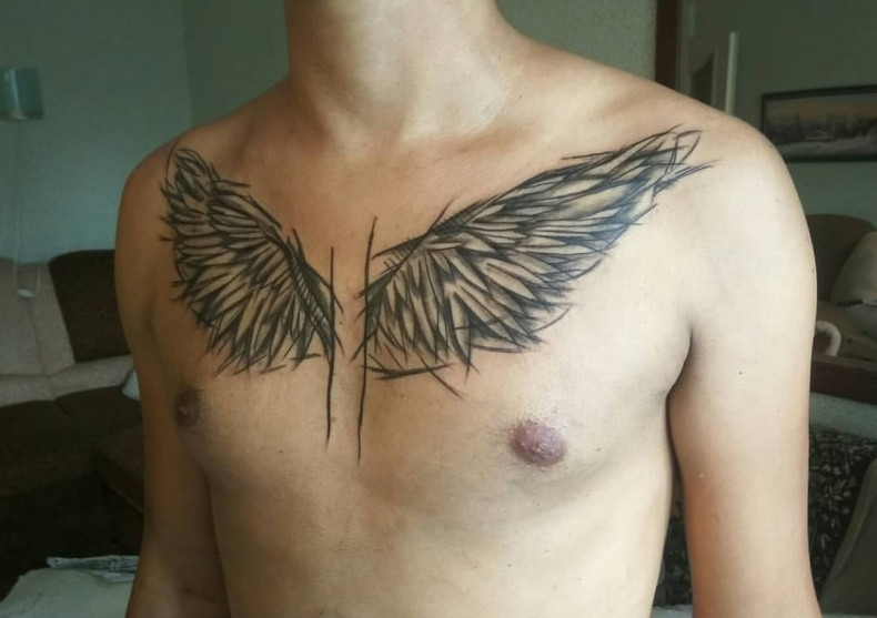 Men wings chest, photo - Tattoo Master Barb Tattoo