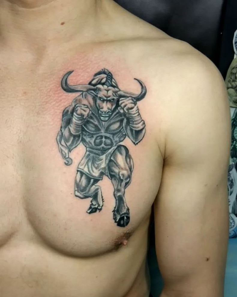 Męski bawół byk, photo - Tatuażysta Barb Tattoo