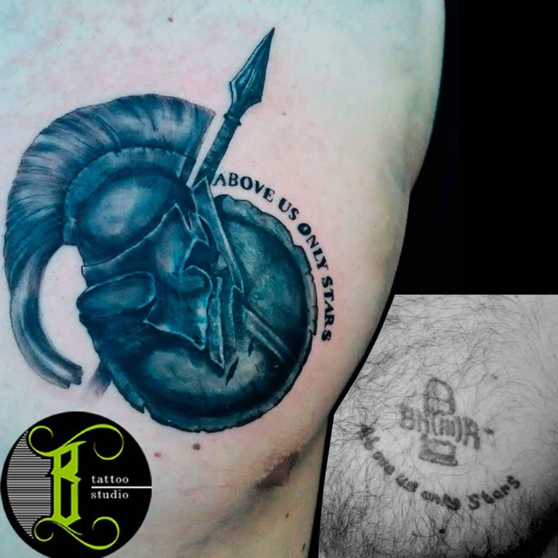 Męski czarny szary klatka piersiowa, photo - Tatuażysta Barb Tattoo