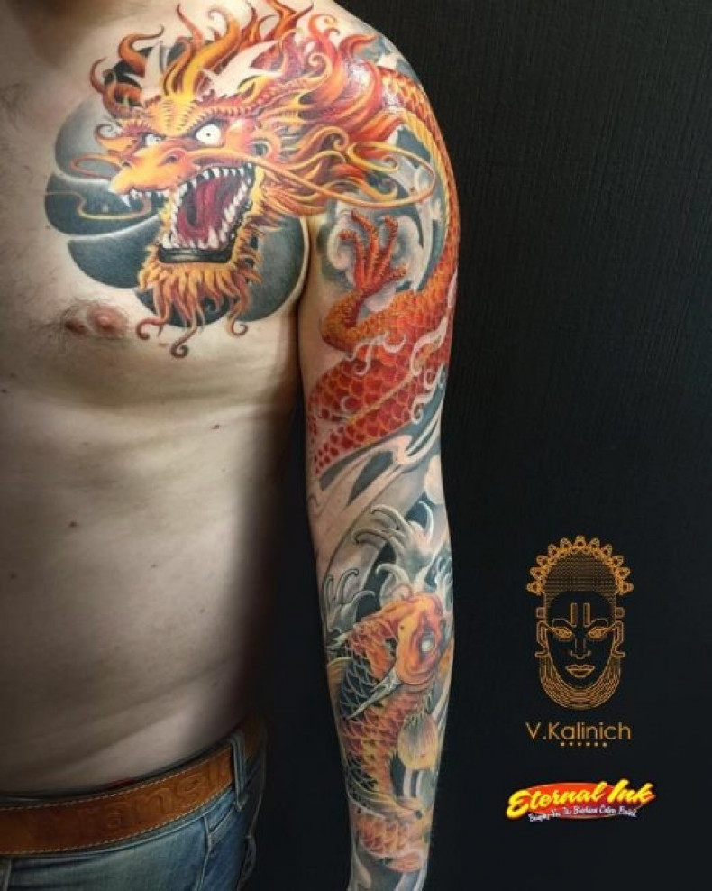 Männer groß Drache, photo - Tattoo-Meister Barb Tattoo