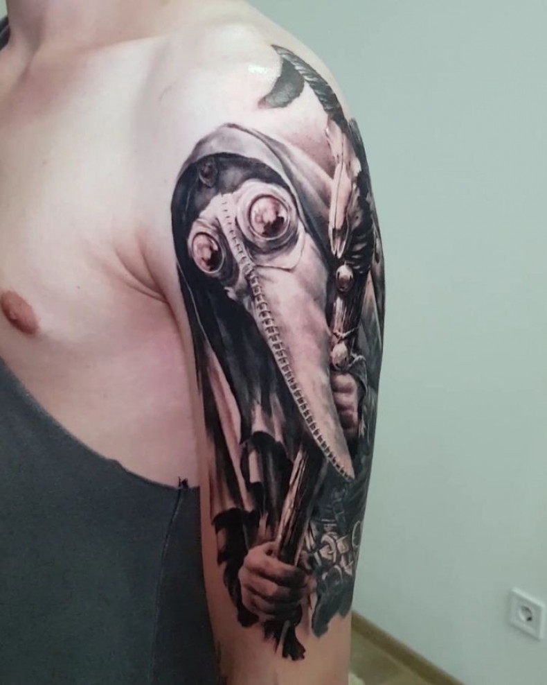 Męski czarny szary maska, photo - Tatuażysta Barb Tattoo