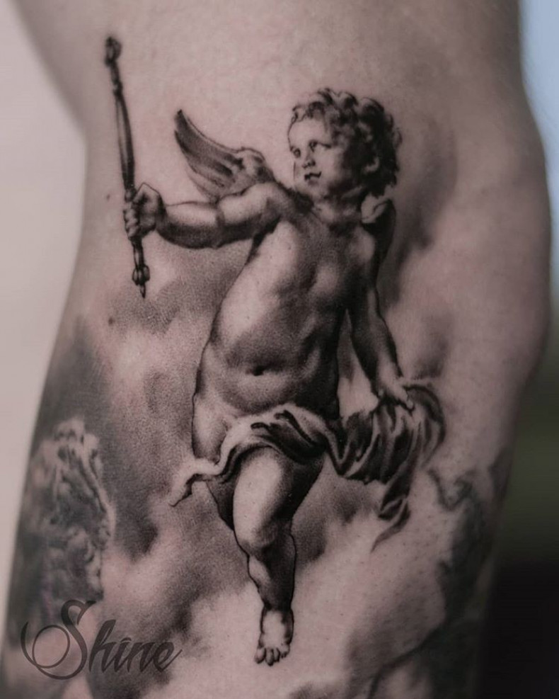 Męski na ramieniu czarny szary, photo - Tatuażysta Barb Tattoo