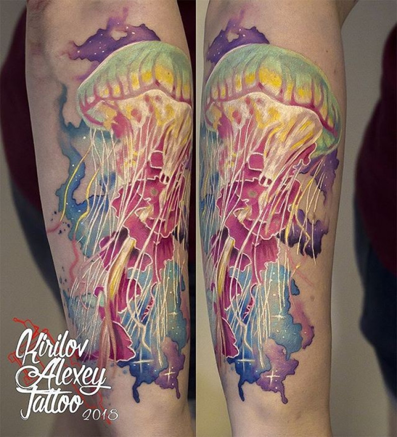 Men arm watercolor, photo - Tattoo Master Barb Tattoo