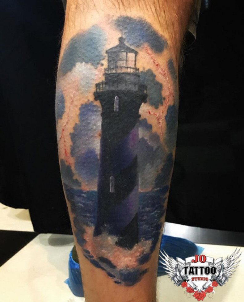 Men watercolor tower, photo - Tattoo Master Barb Tattoo