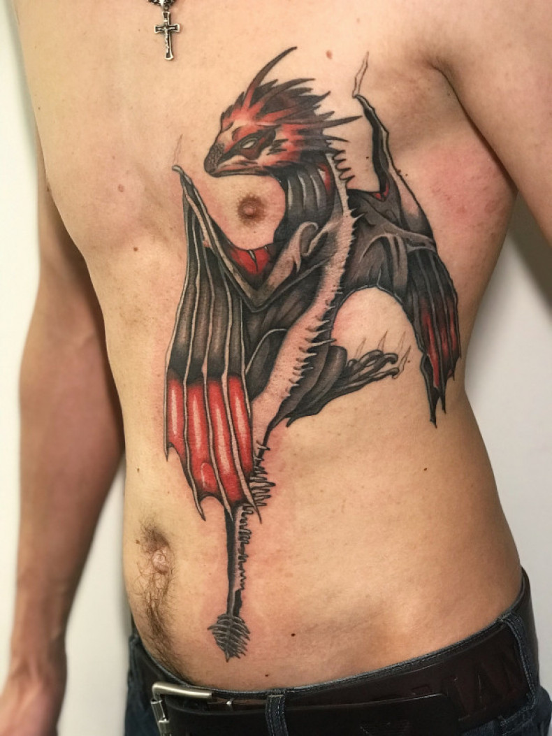 Männer Drache rippen, photo - Tattoo-Meister Barb Tattoo